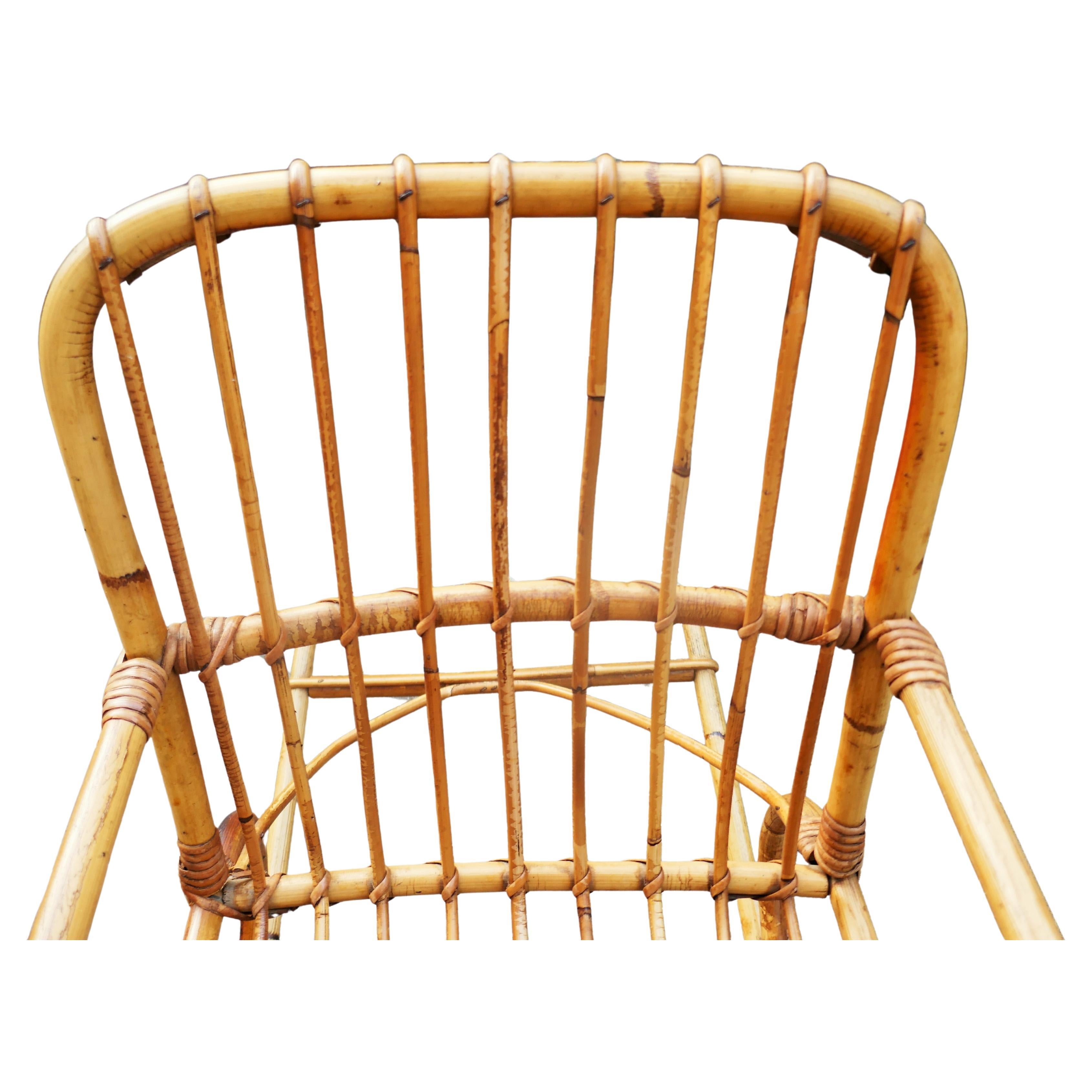 Italian Bamboo rattan baby rocking chair in vendita