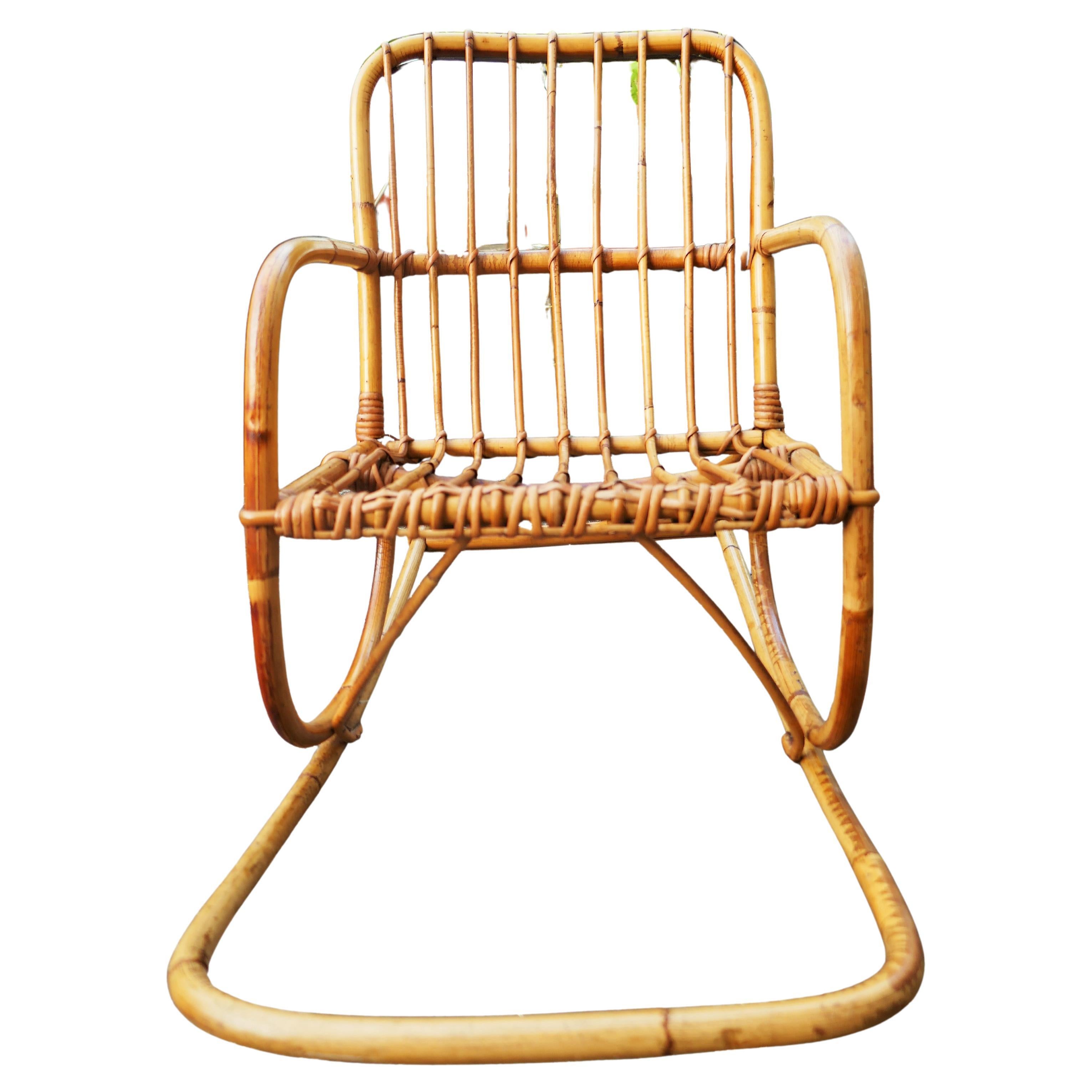 Bamboo rattan baby rocking chair in vendita 1