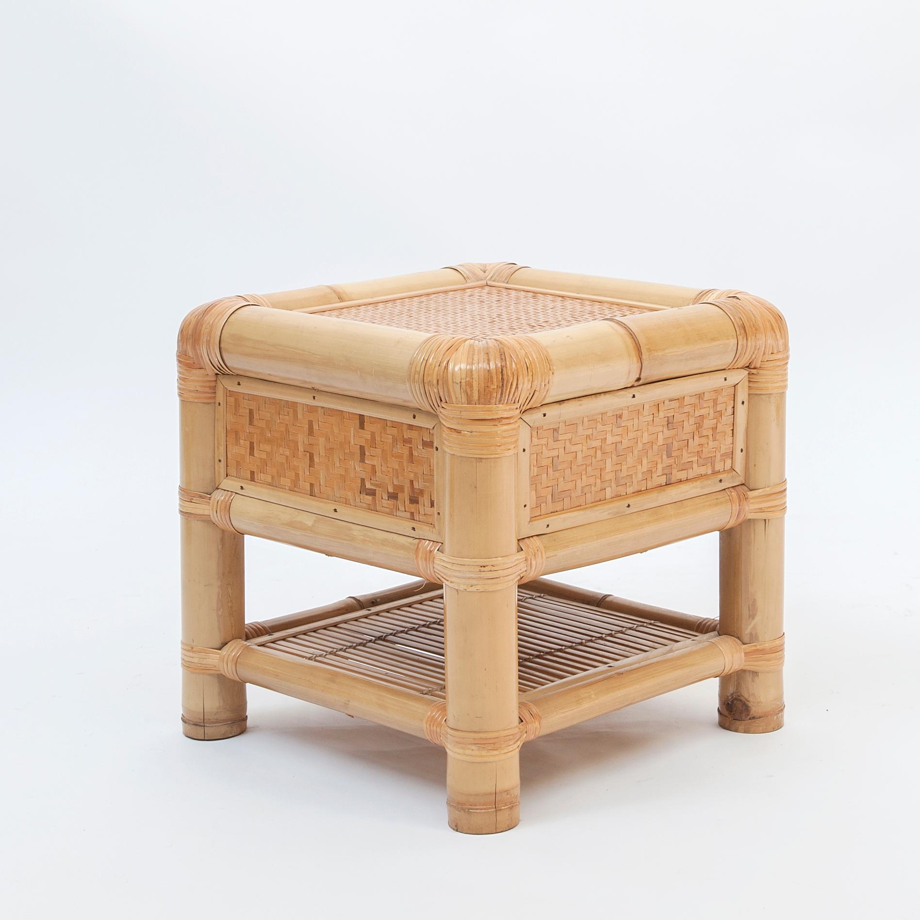 Spanish Bamboo and Rattan Bed Sideboard, 1980s