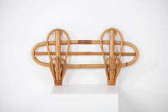 Bamboo Rattan Bohemian French Riviera Coat Hanger Rack Stand, A pair,  1960s
