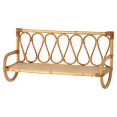 Vintage Bamboo Rattan Bohemian French Riviera Coat Hanger Rack Stand, Pair, 1960s