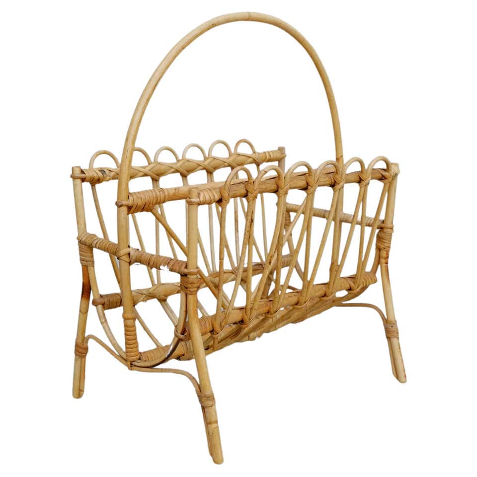 Bohemian Open Weave Hand-Crafted Reed Caning Bamboo Magazine Basket ...