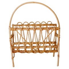 Bambus Rattan Bohemian Mid Century Zeitschriftenständer