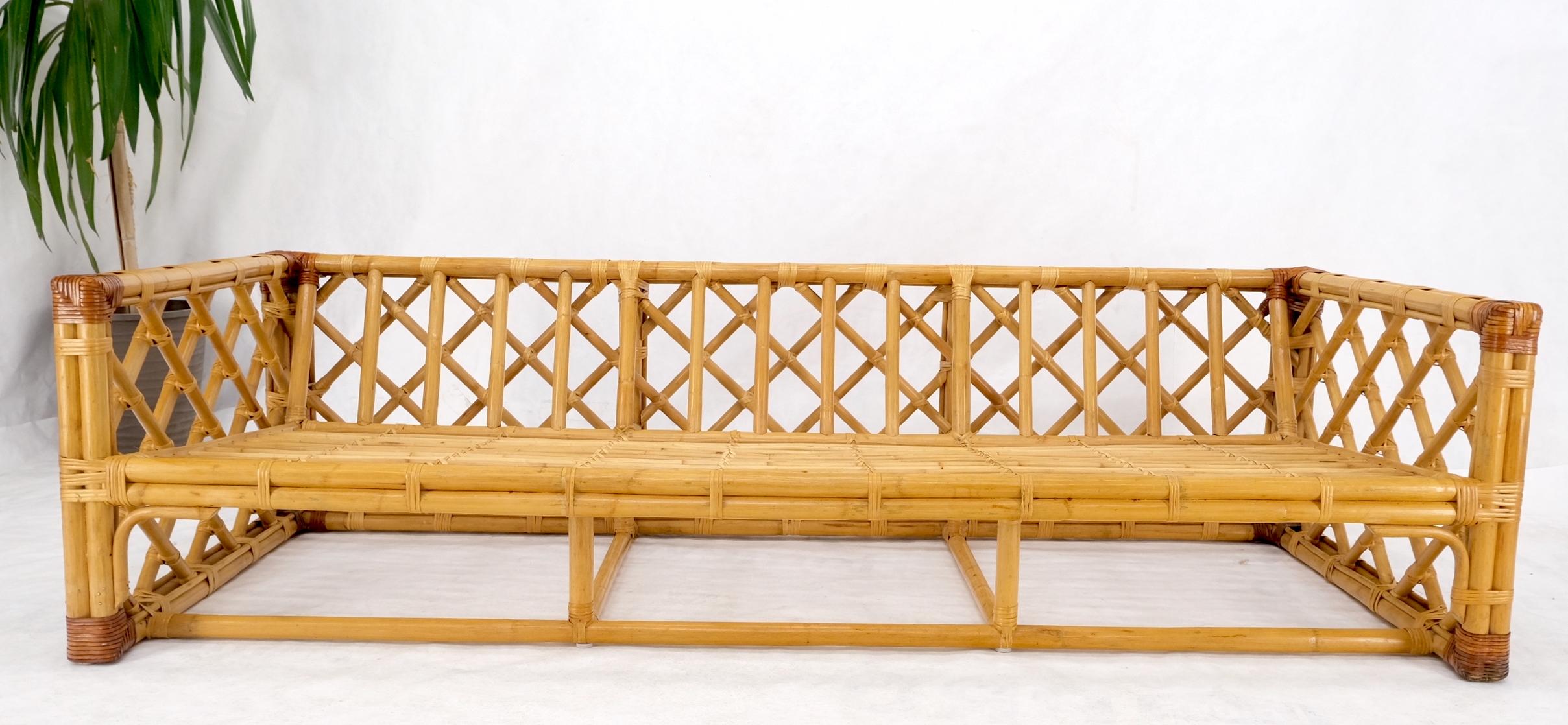 Bamboo Rattan Box Shape Frame Mid-Century Modern Sofa 11