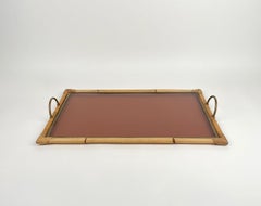 Serviertablett aus Bambus, Rattan, Messing und Lucite, Italien, 1970er Jahre
