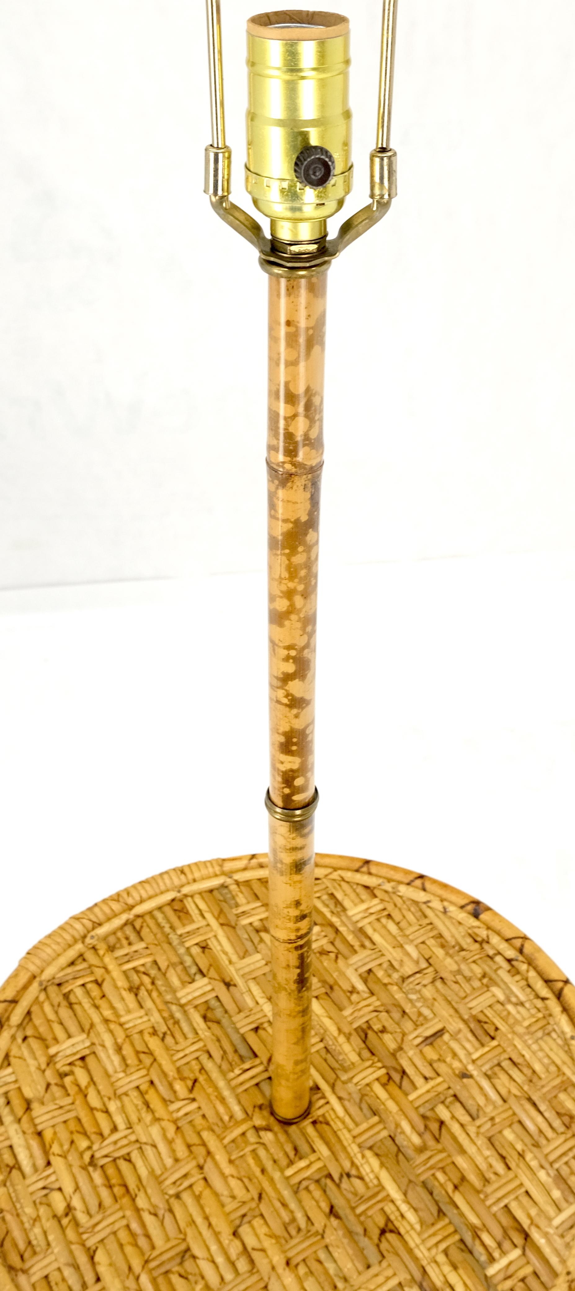 Bamboo Rattan c1970s 4 Legged Two Tier Round Side Table Floor Lamp MINT! For Sale 1