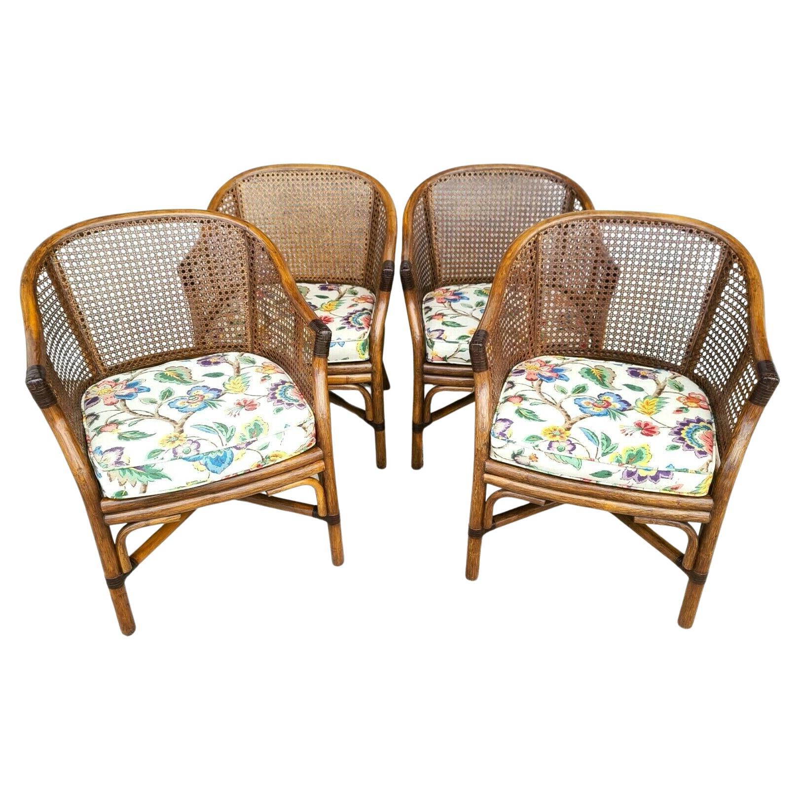 Bamboo Rattan Cane Dining Chairs by Whitecraft Rattan, Set of 4