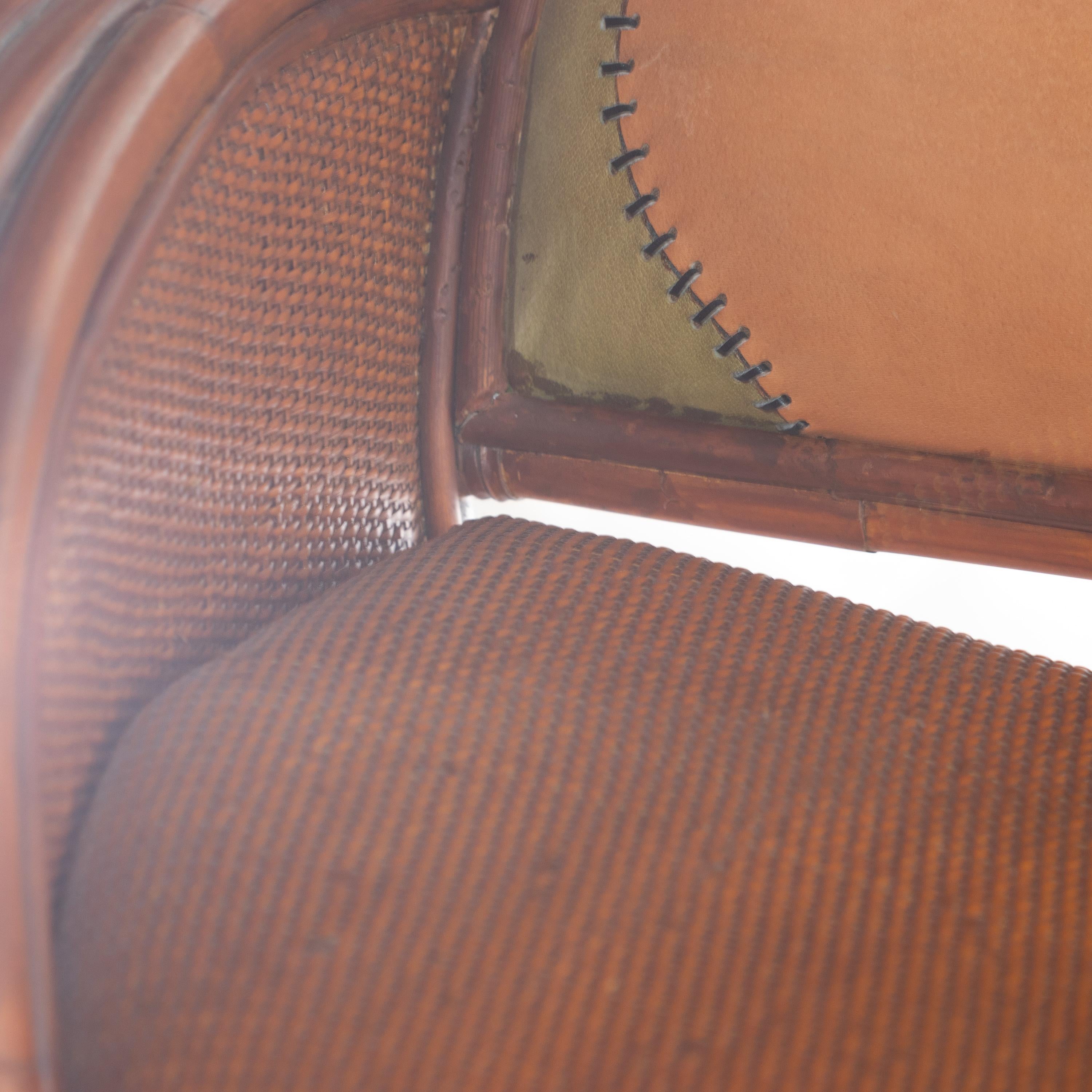 Bamboo Rattan Carved Color Leather Curve Sofa Ramon Castellano Kalma Furniture For Sale 2