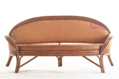 Bamboo Rattan Carved Color Leather Curve Sofa Ramon Castellano Kalma Furniture