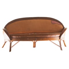 Bamboo Rattan Carved Color Leather Curve Sofa Ramon Castellano Kalma Furniture
