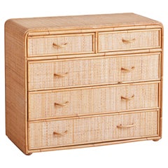 Bamboo + Rattan Chest of Drawers, France 1980s