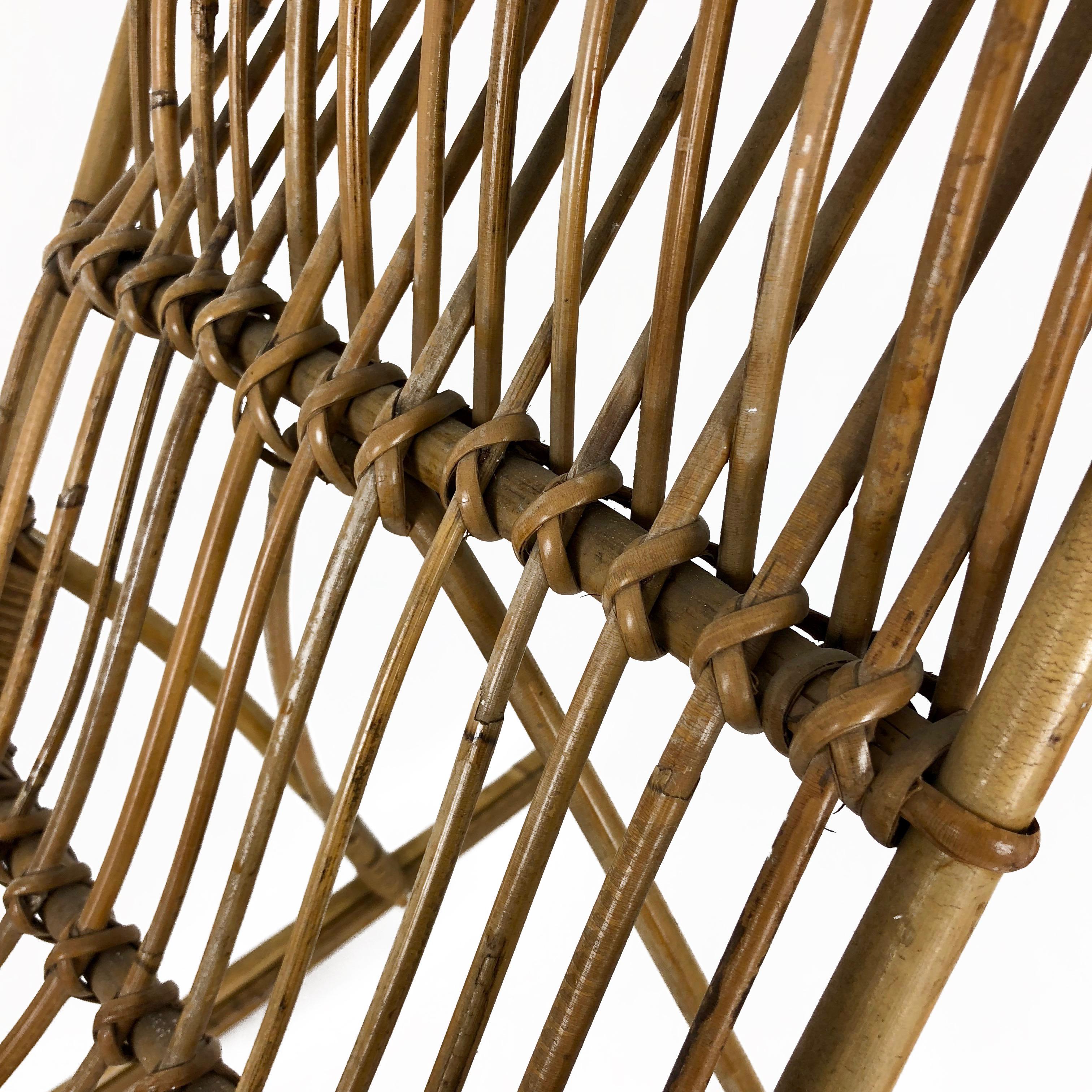 Bambou Fauteuil à bascule en rotin et bambou pour enfants, années 1950