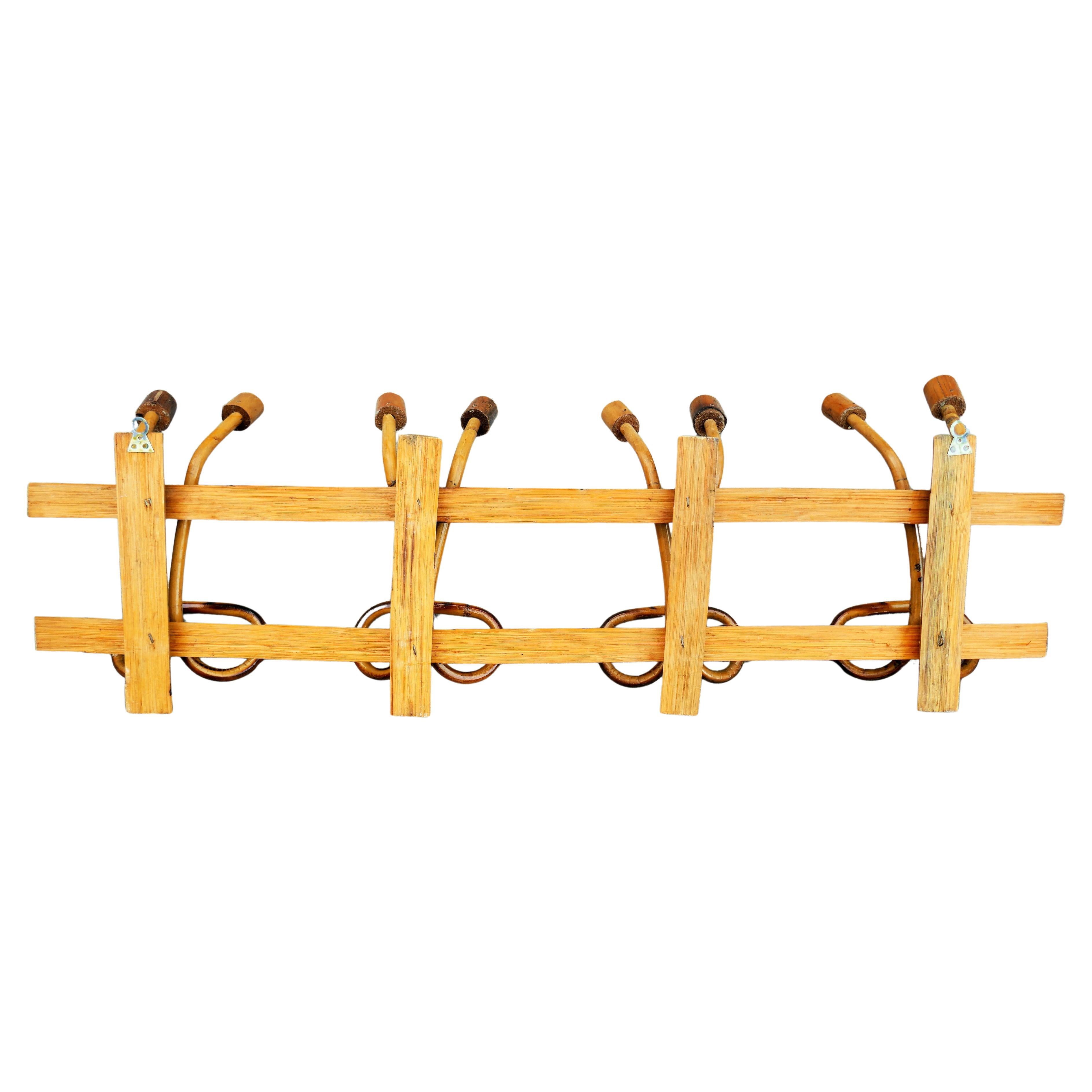 Italian Bamboo Rattan Coat Hanger For Sale