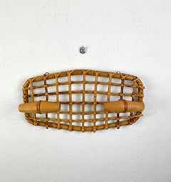 Bamboo & Rattan Coat Rack Hanger Attributed to Olaf von Bohr, Italy, 1950s