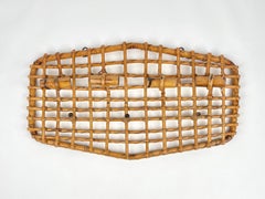 Bamboo & Rattan Coat Rack Hanger Attributed to Olaf von Bohr, Italy, 1950s