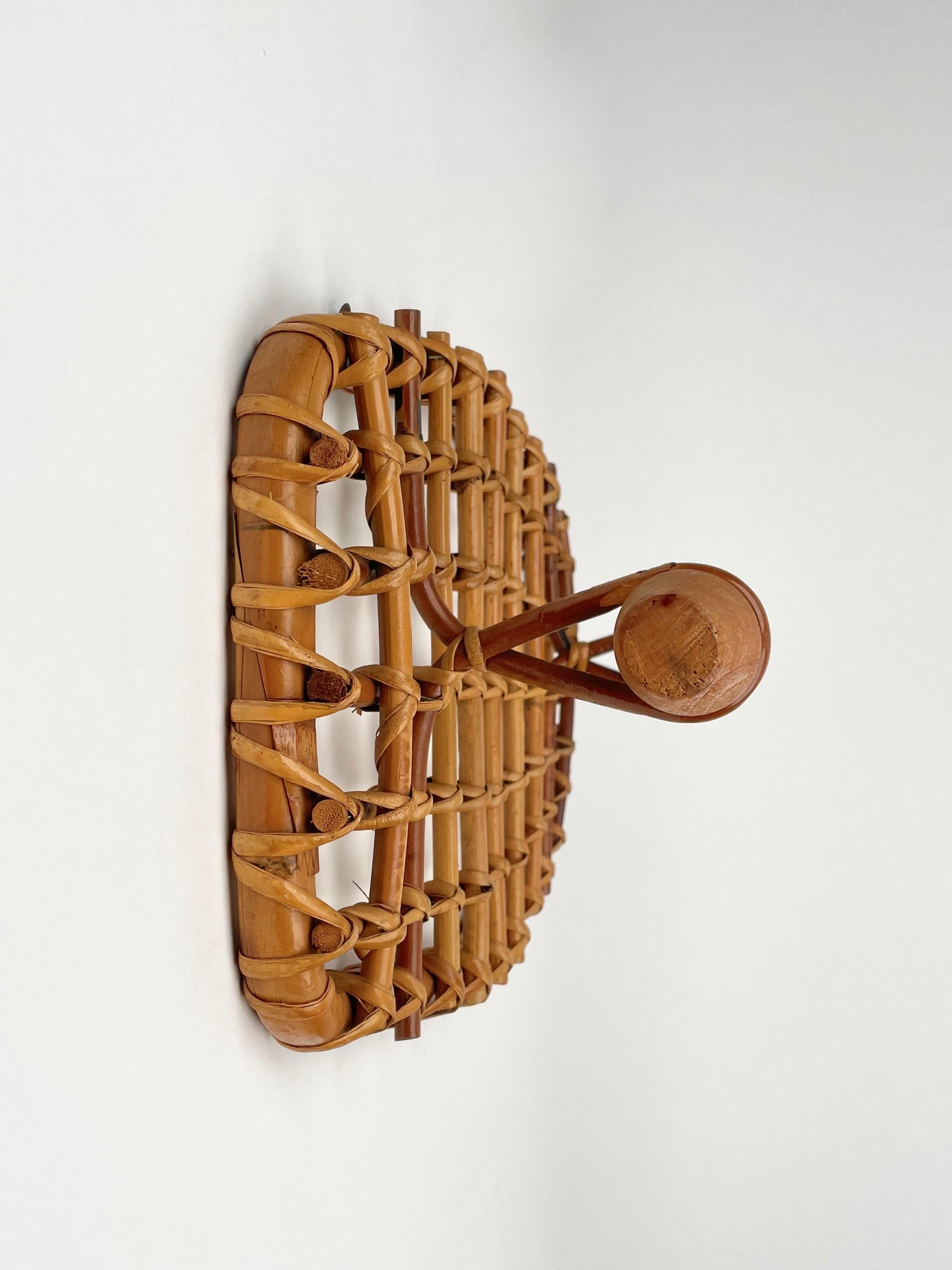 Bamboo & Rattan Coat Rack Hanger Attributed to Olaf von Bohr, Italy, 1950s For Sale 1