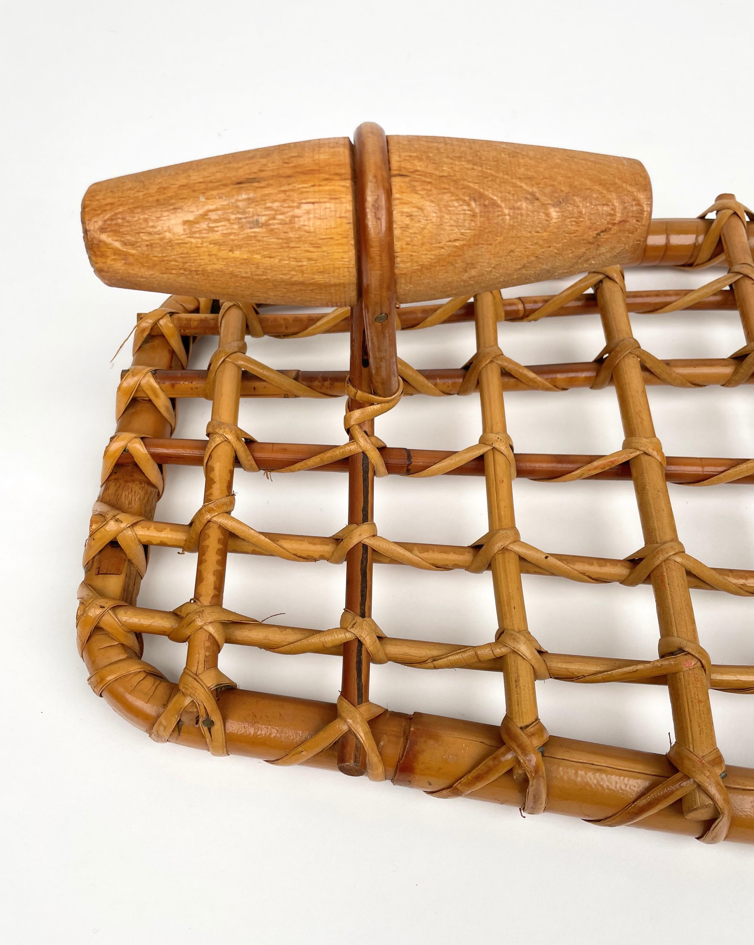 Bamboo & Rattan Coat Rack Hanger Attributed to Olaf von Bohr, Italy, 1950s For Sale 3