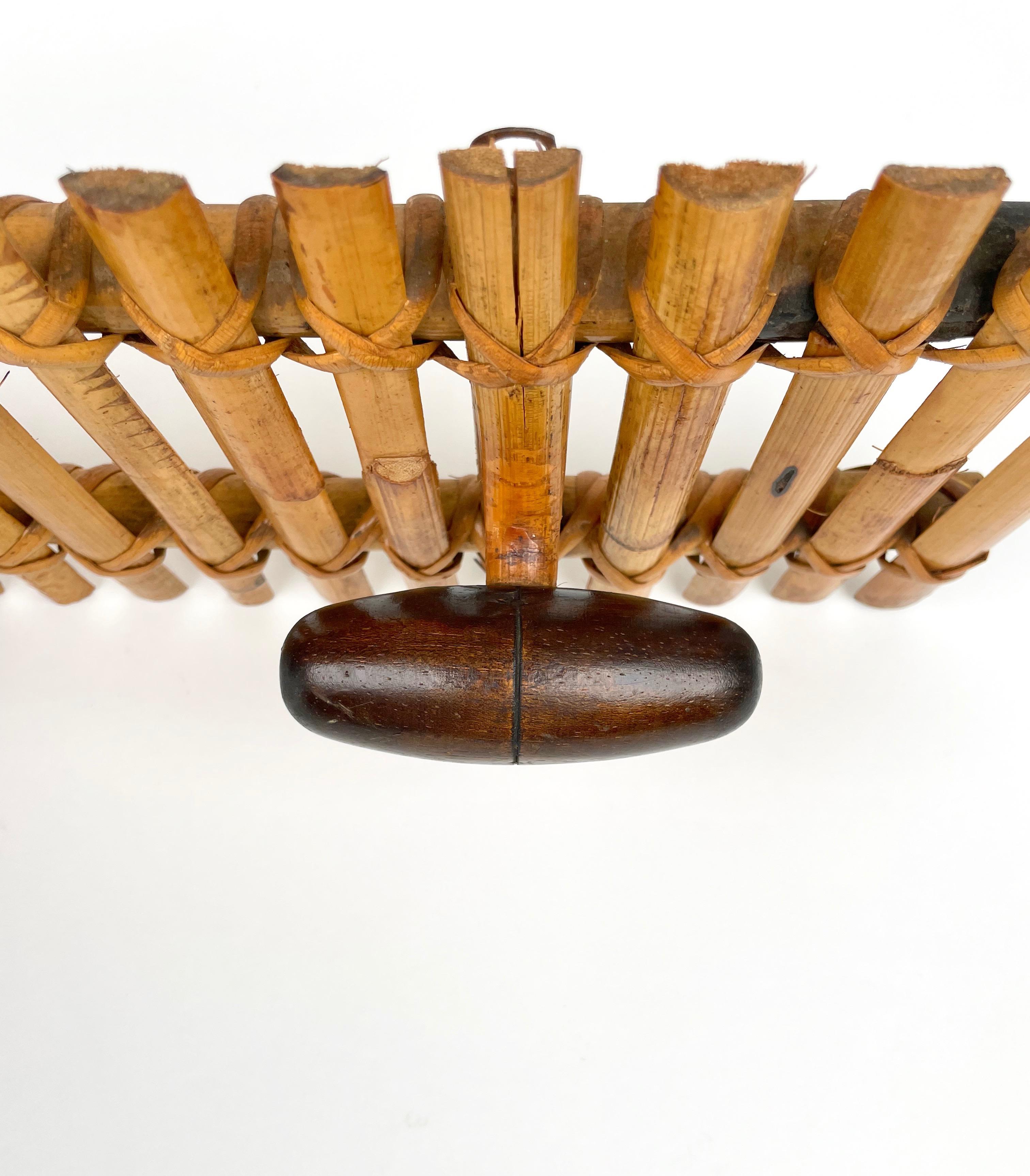Bamboo & Rattan Coat Rack Hanger Attributed to Olaf von Bohr, Italy 1960s For Sale 2