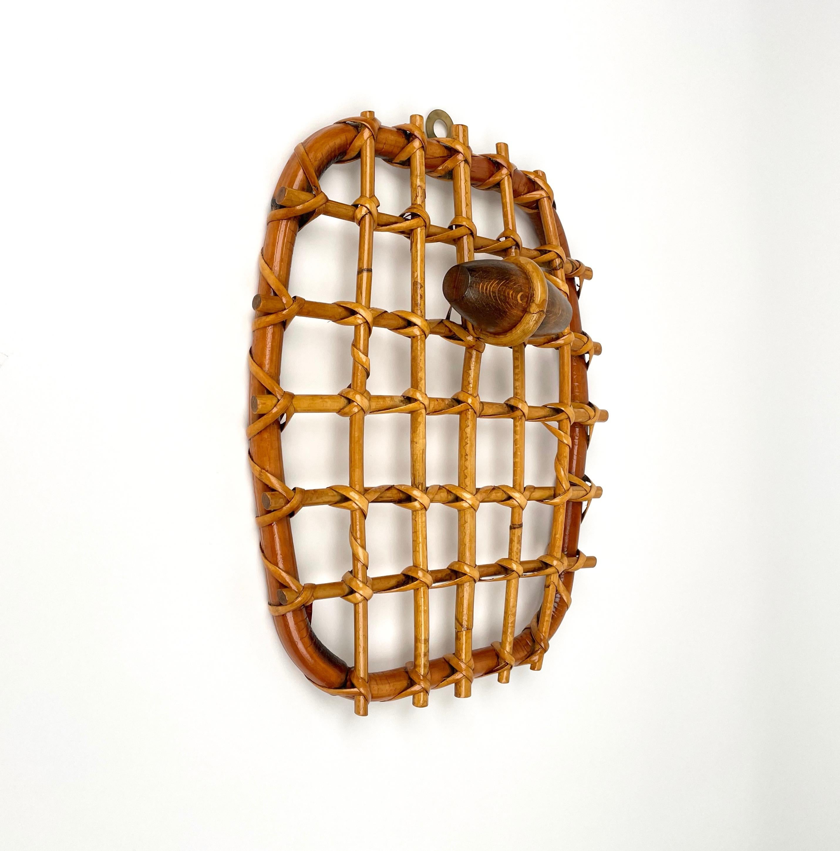 Bamboo & Rattan Coat Rack Stand by Olaf von Bohr, Italy 1950s For Sale 1