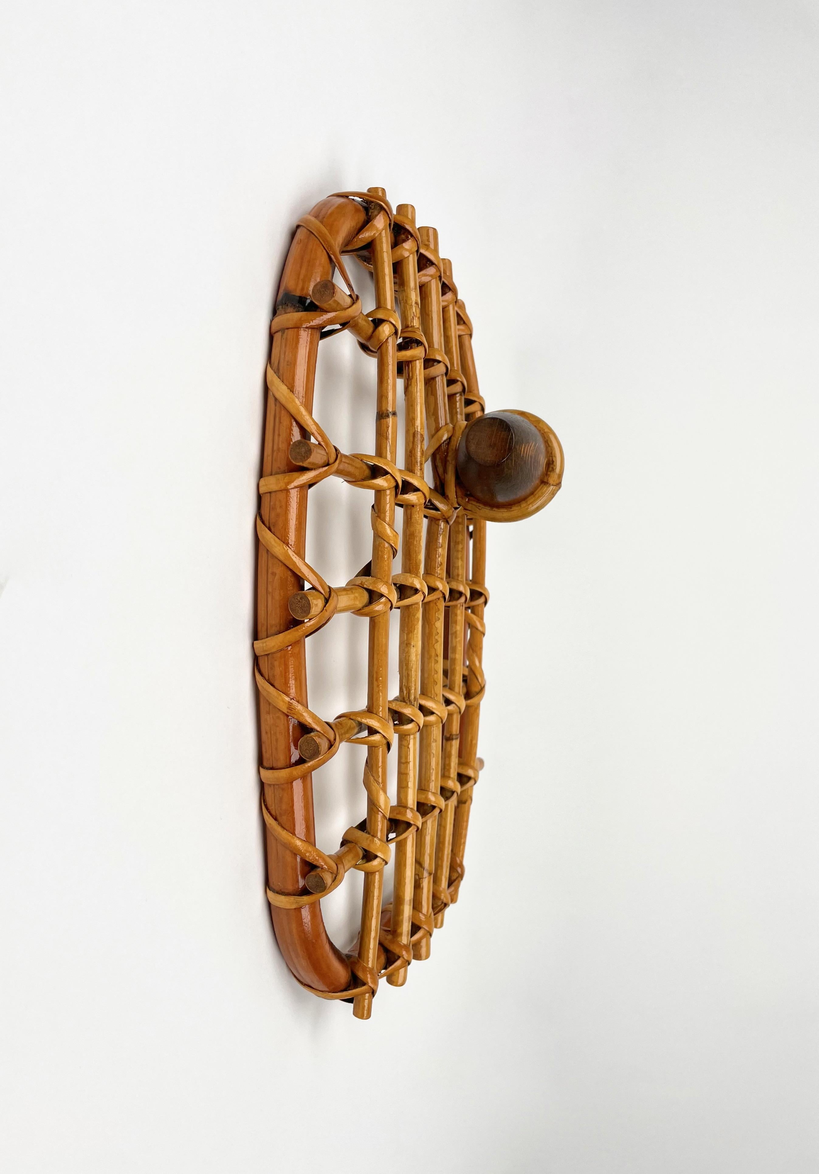 Bamboo & Rattan Coat Rack Stand by Olaf von Bohr, Italy 1950s For Sale 2