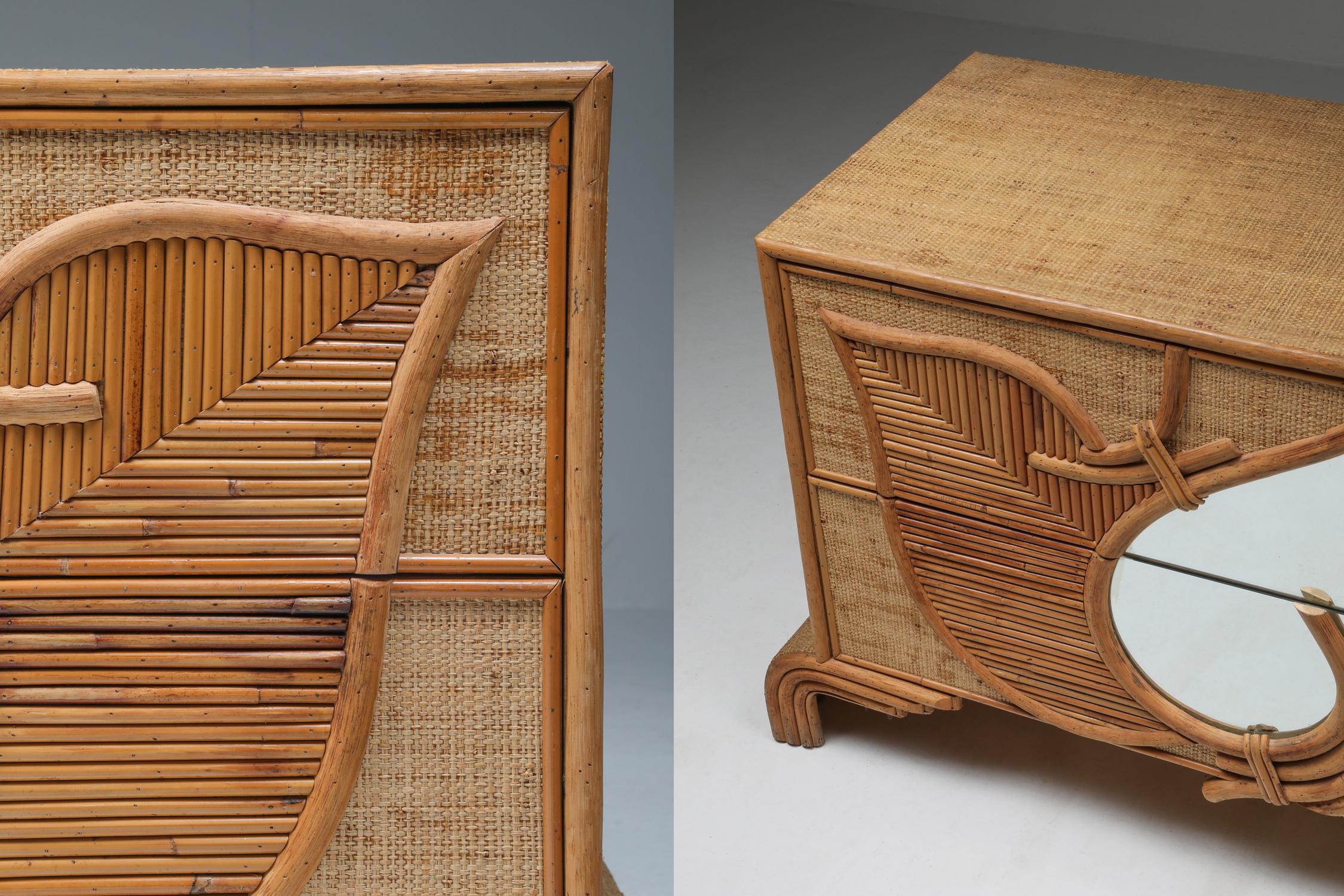 Late 20th Century Bamboo and Rattan Commode by Vivai del Sud