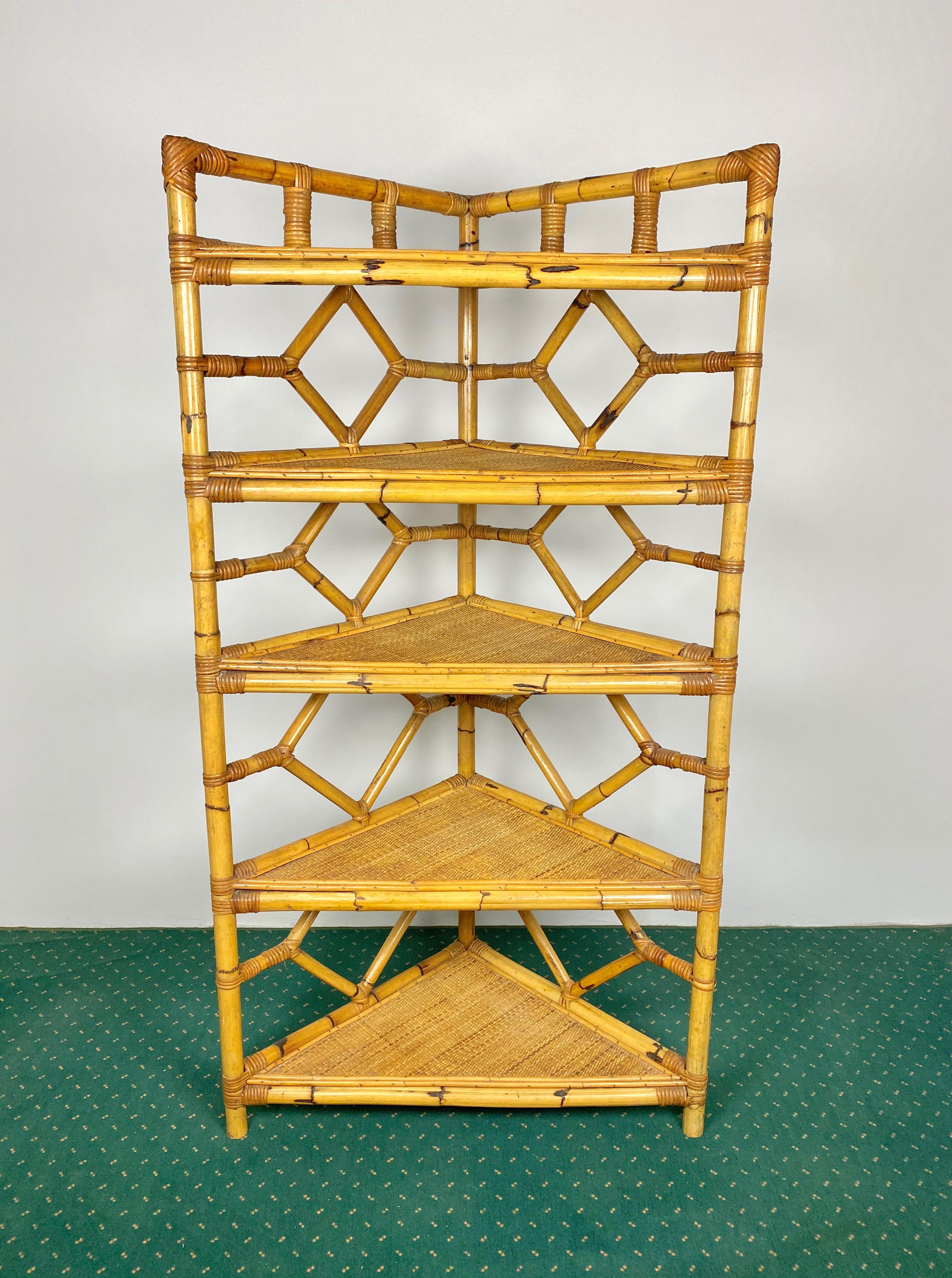 rattan corner bookcase