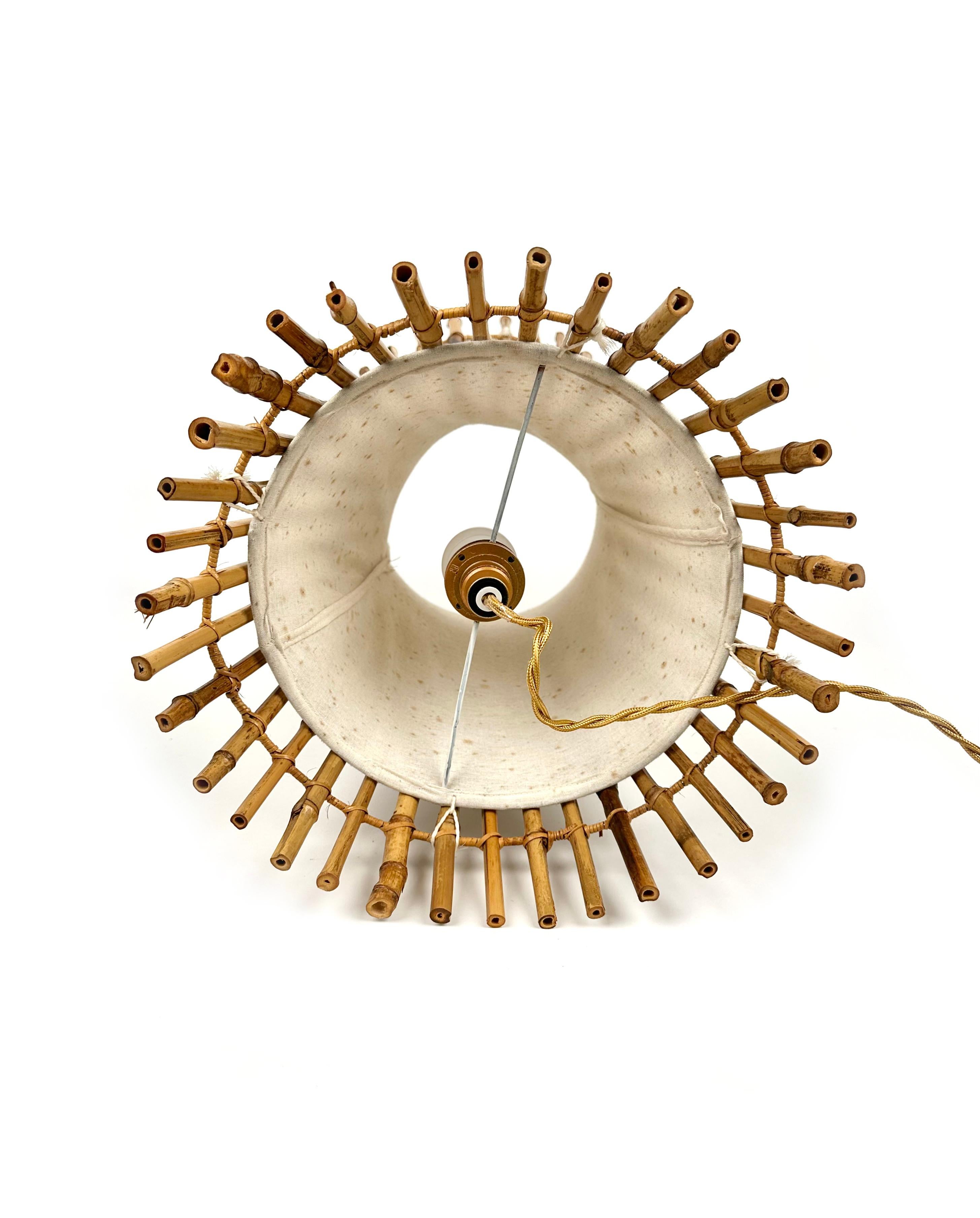 Bamboo, Rattan & Cotton Table or Floor Lamp Franco Albini Style, Italy, 1960s For Sale 6