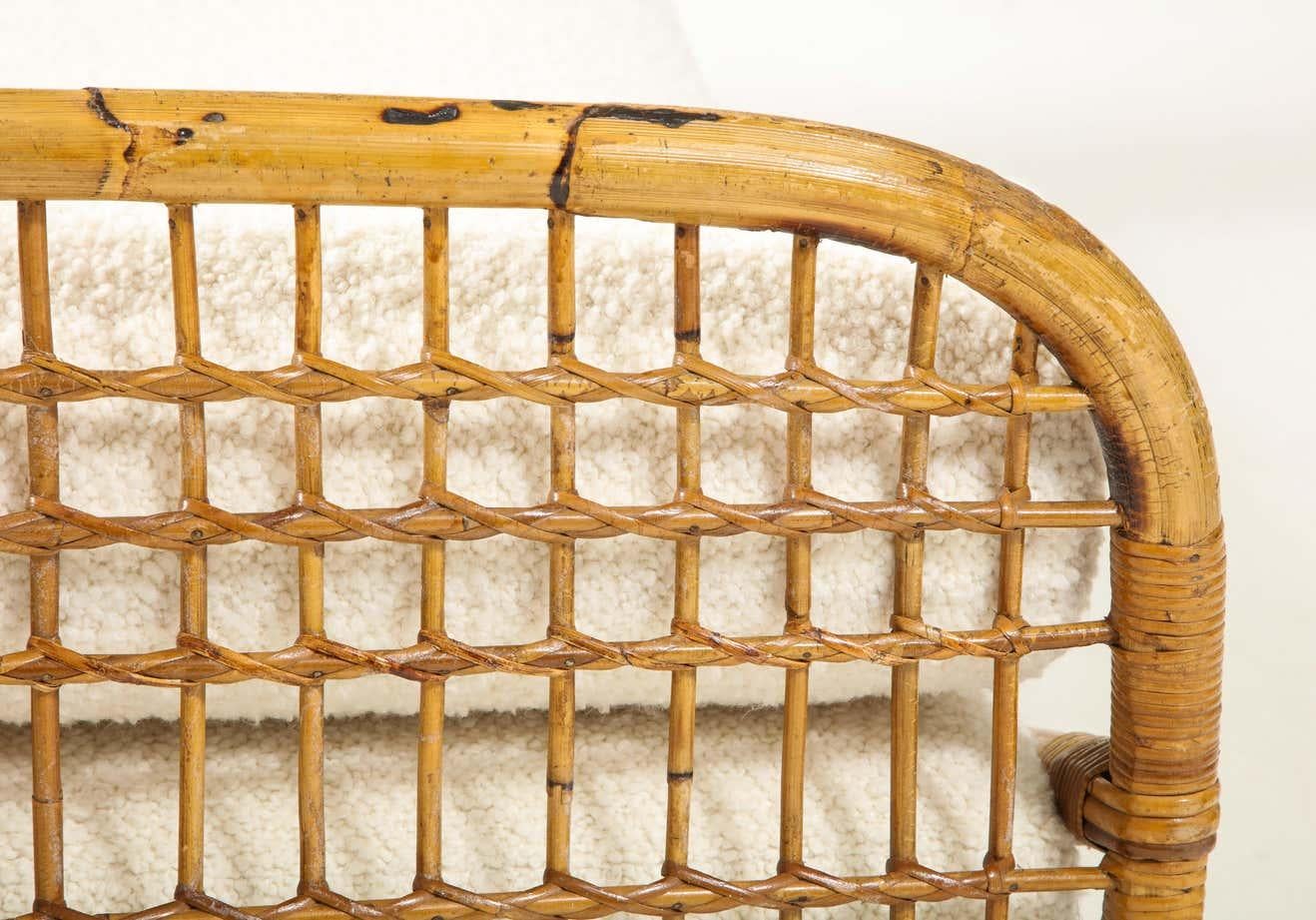 Iconic design. Bamboo or rattan daybed made in Italy in the style of Franco Albini and Franca Helg, circa 1960's . Incredible condition. Original rattan and bamboo structure. Newly made cushions and mattress upholstered in Florence, Italy in an