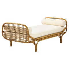Retro Bamboo Rattan Daybed Style of Franco Albini and Franca Helg, Italy, 1950s