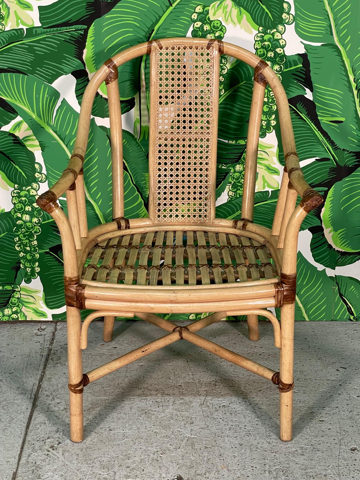Organic Modern Bamboo Rattan Dining Chairs by Drexel Heritage, Set of 6
