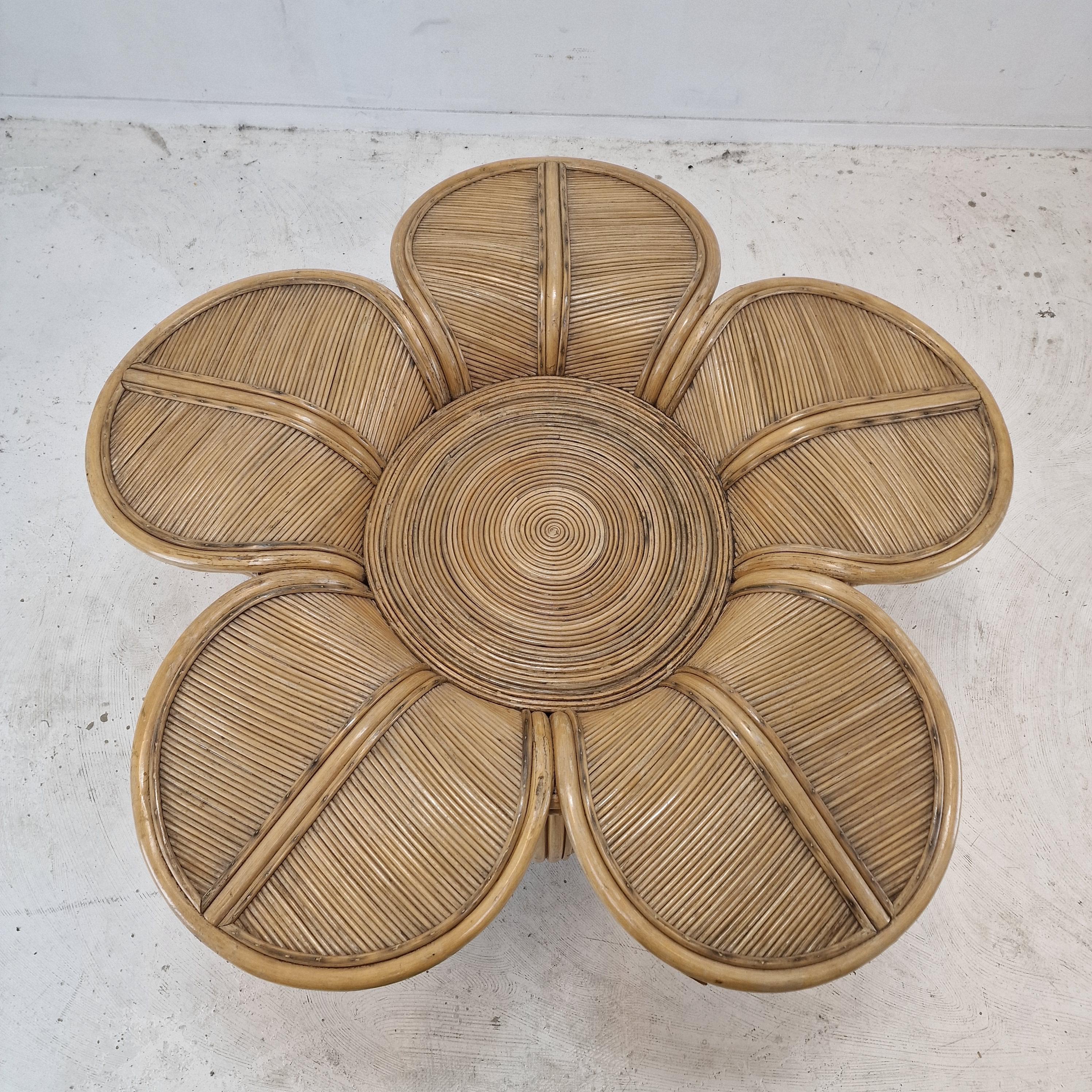 Base de mesa de comedor de ratán de bambú, años 80 en venta 3