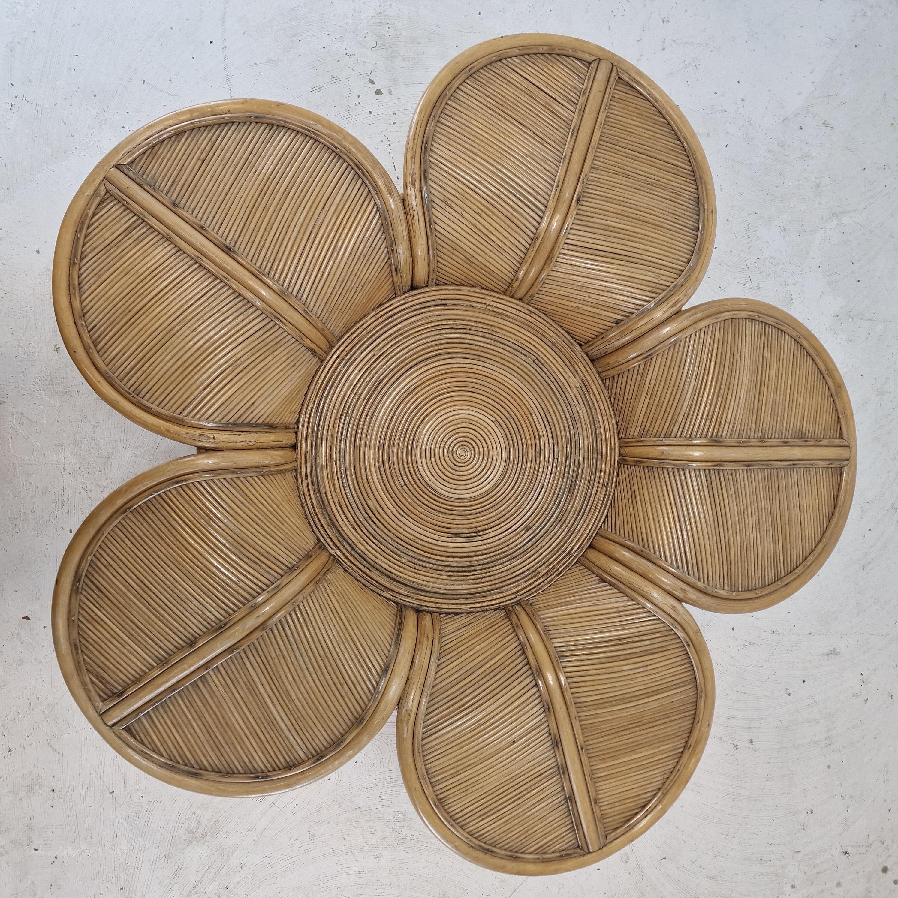 Base de mesa de comedor de ratán de bambú, años 80 en venta 4