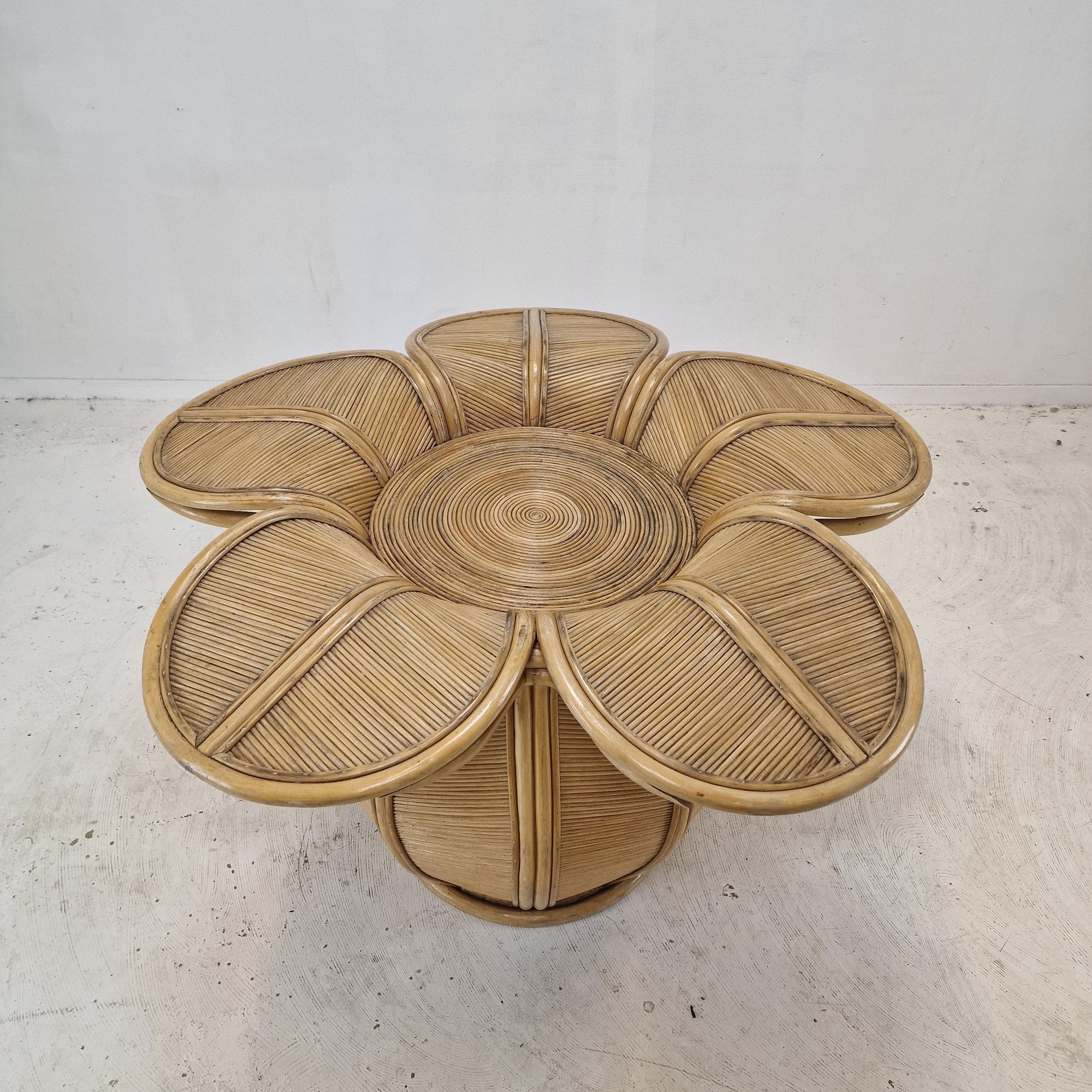 Base de mesa de comedor de ratán de bambú, años 80 en venta 1