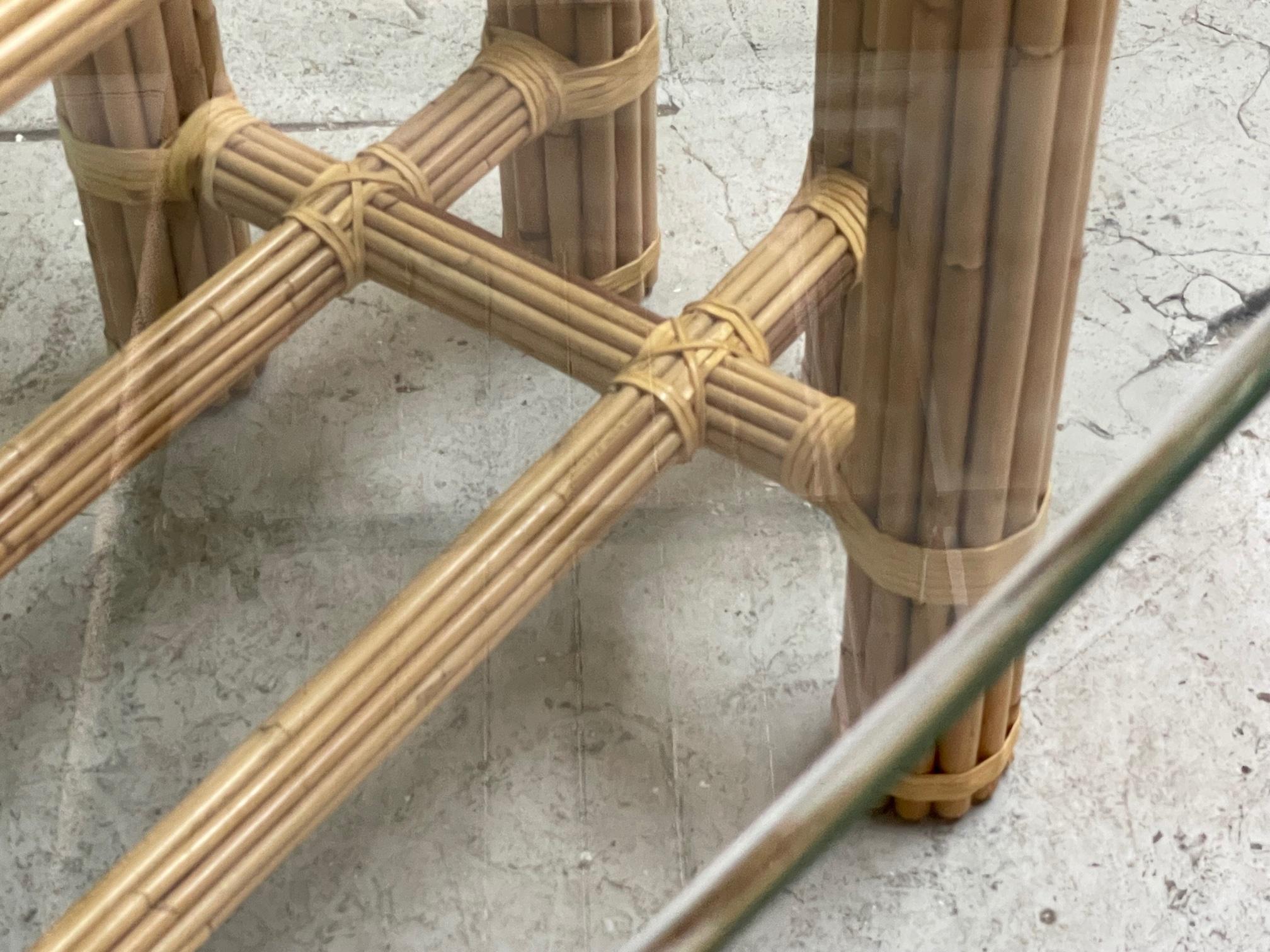 Bamboo Rattan Dining Table in the Manner of McGuire For Sale 5