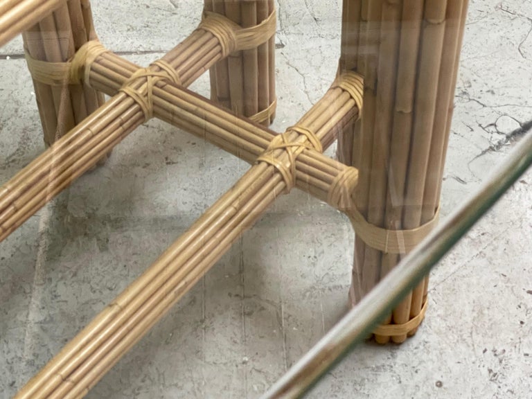 Bamboo Rattan Dining Table in the Manner of McGuire For Sale 5