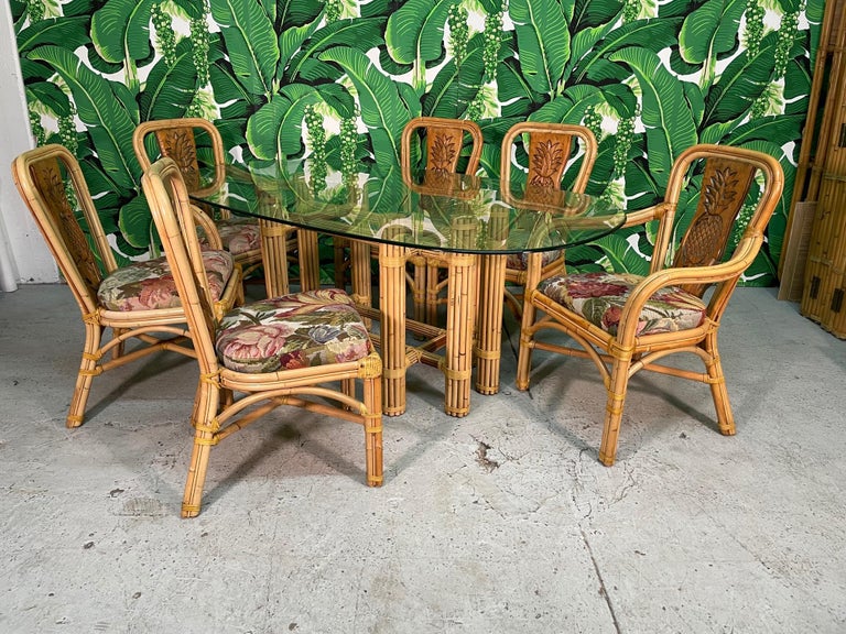 Bamboo Rattan Dining Table in the Manner of McGuire For Sale 6