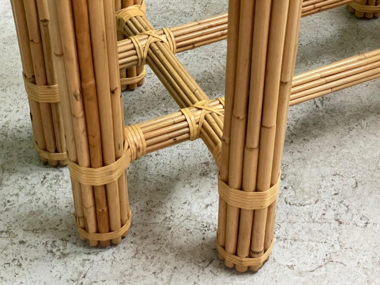 Bamboo Rattan Dining Table in the Manner of McGuire For Sale 4