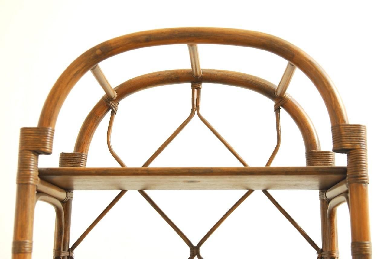 Hollywood Regency Bamboo Rattan Display Shelf Bookcase by Brown Jordan