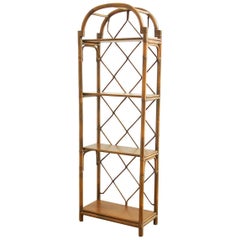 Vintage Bamboo Rattan Display Shelf Bookcase by Brown Jordan