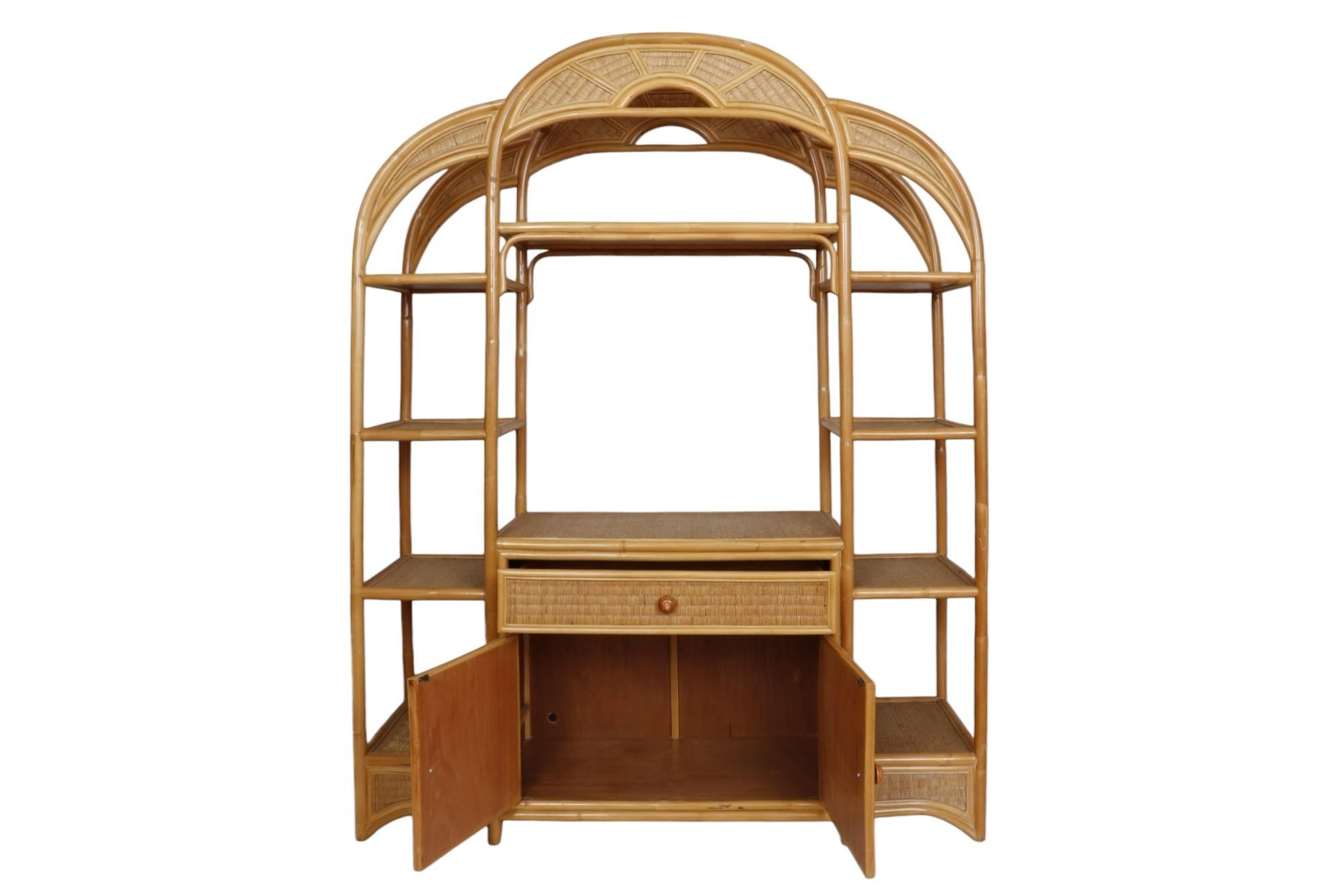 Bamboo & Rattan Etagere In Good Condition For Sale In Bradenton, FL