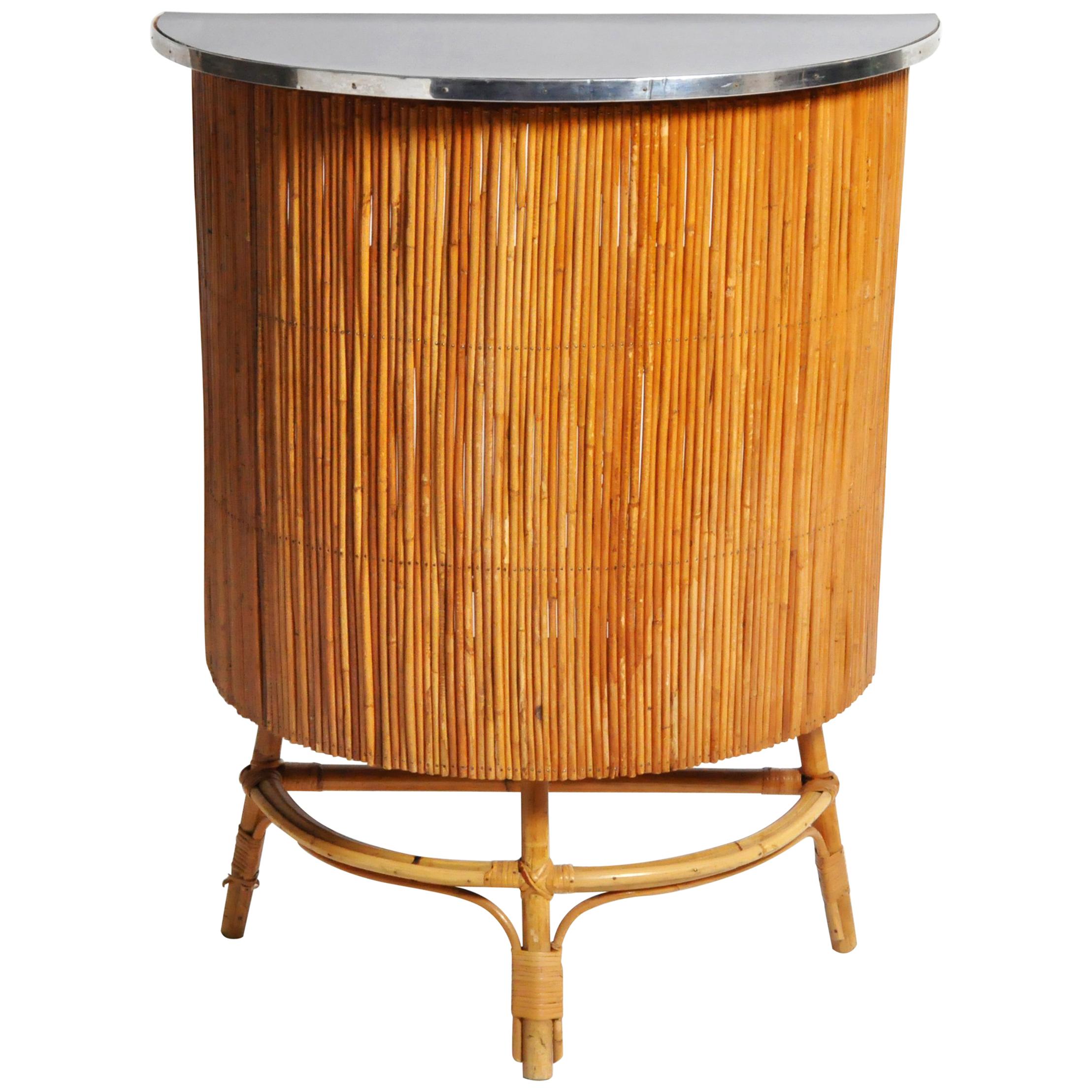 Bamboo Rattan "French Riviera" Petite Bar, circa 1960