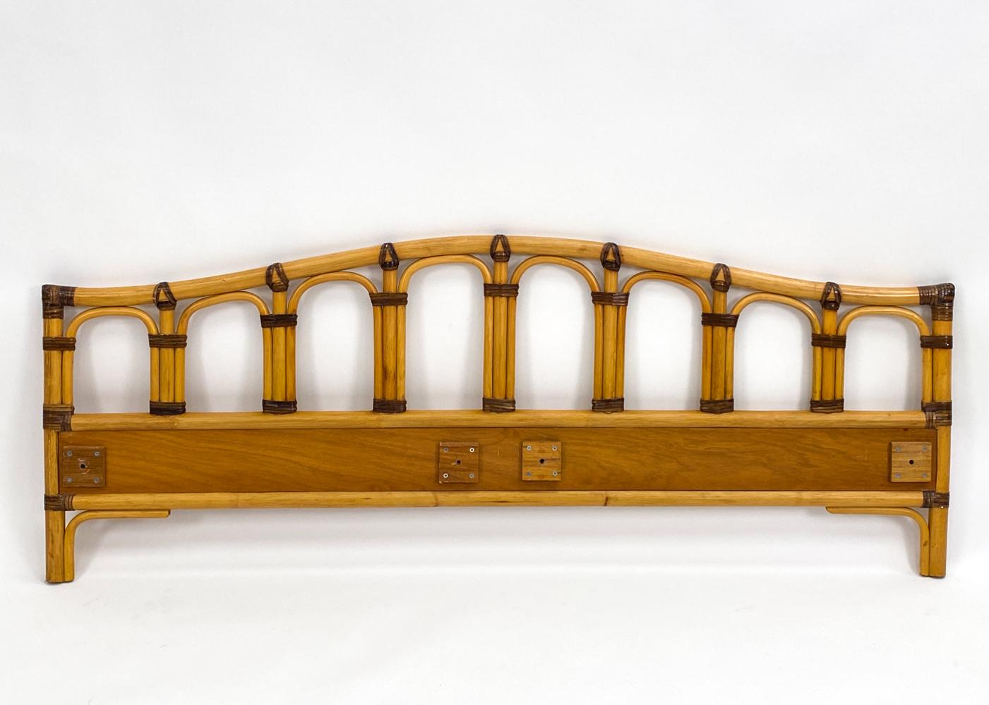 Bamboo Rattan Full Headboard & Footboard by Dux of Sweden For Sale 7