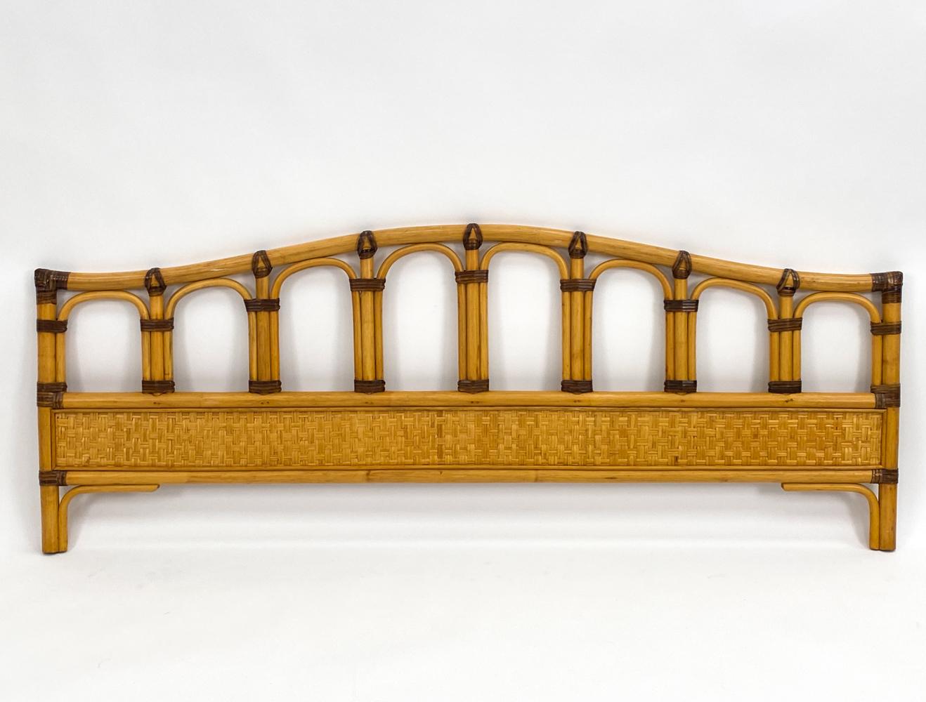 Bamboo Rattan Full Headboard & Footboard by Dux of Sweden For Sale 1