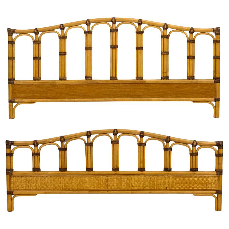 Bamboo Rattan Full Headboard & Footboard by Dux of Sweden For Sale