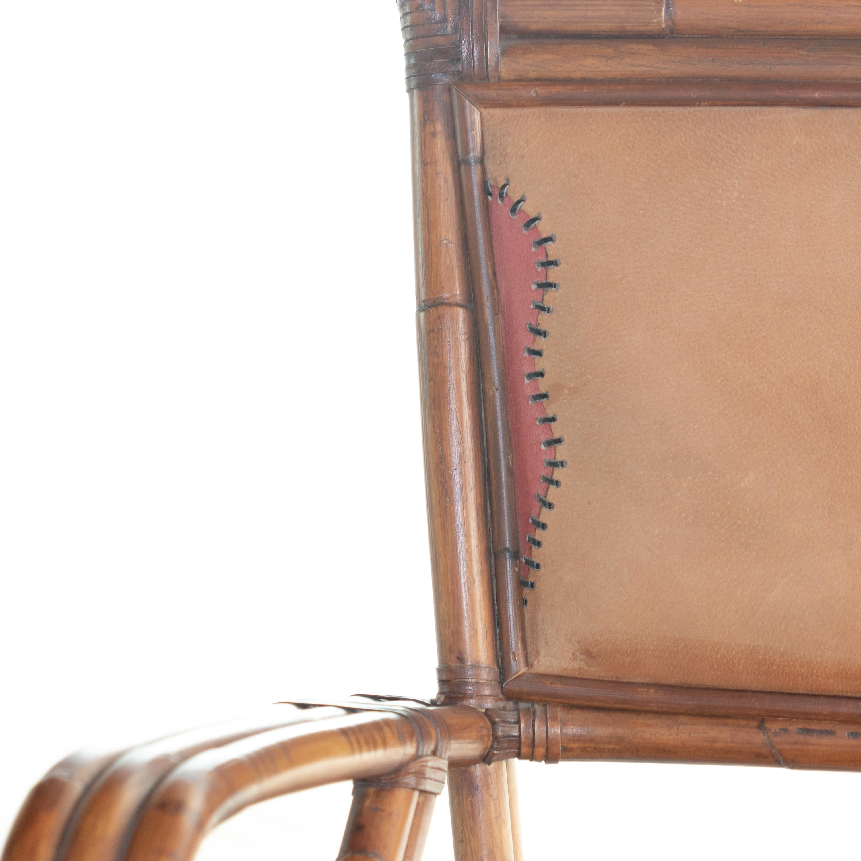 Leather Bamboo Rattan Handmade Ramon Castellano Painted Wicker Seat Sofa Kalma Furniture For Sale