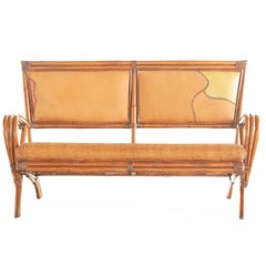 Bamboo Rattan Handmade Ramon Castellano Painted Wicker Seat Sofa Kalma Furniture