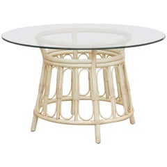 Bamboo Rattan Lacquered Round Dining Table by Brown Jordan