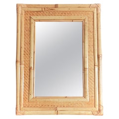 Bamboo Rattan Large Mirror In The Style of Dior Home, 1960s