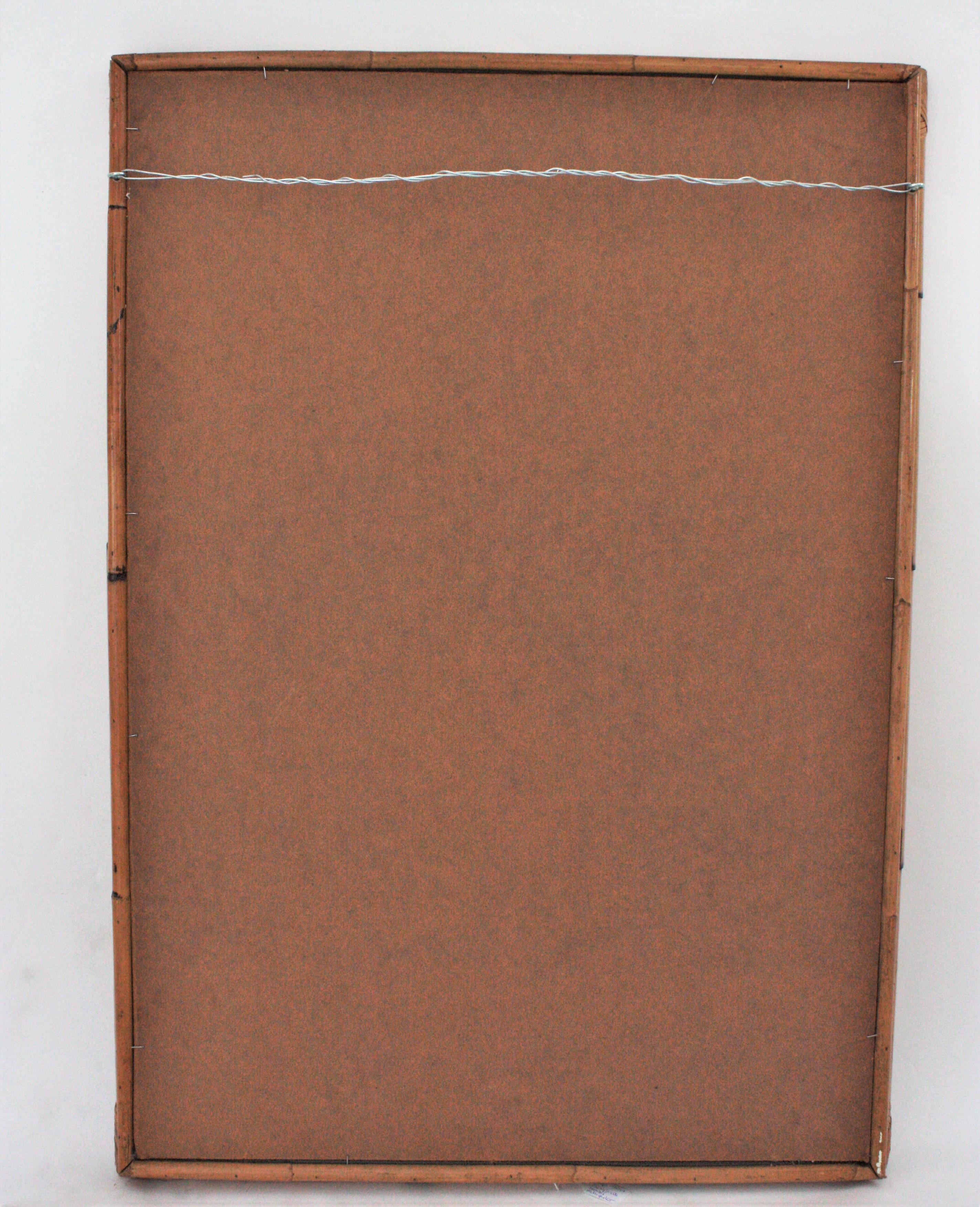 Bamboo Rattan Large Rectangular Wall Mirror 3