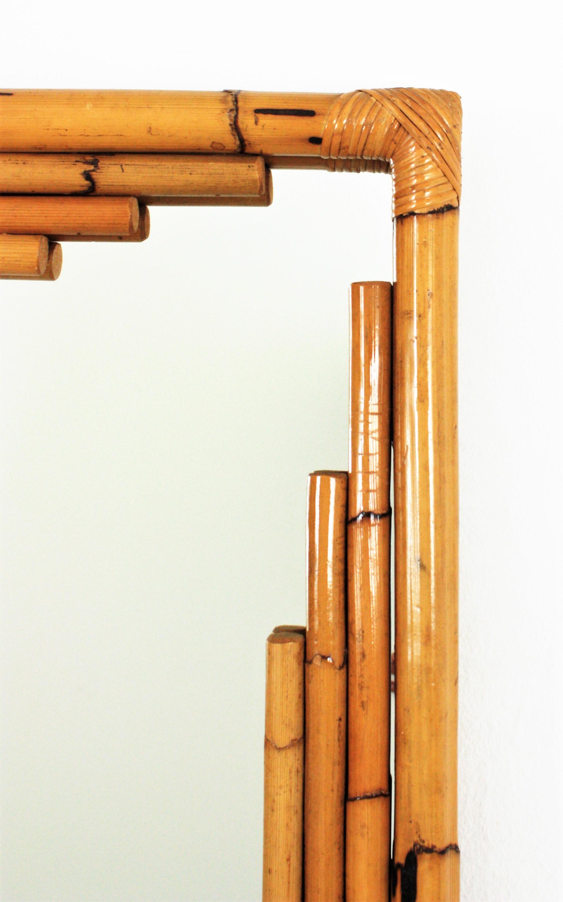 Bamboo Rattan Large Rectangular Wall Mirror 2